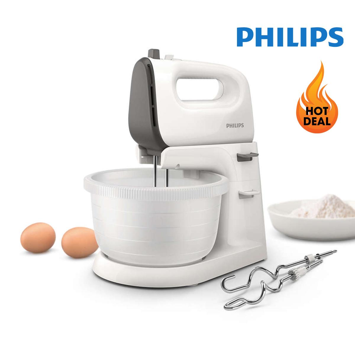 Máy đánh trứng để bàn Philips HR3745 (Trắng) - Hàng nhập khẩu