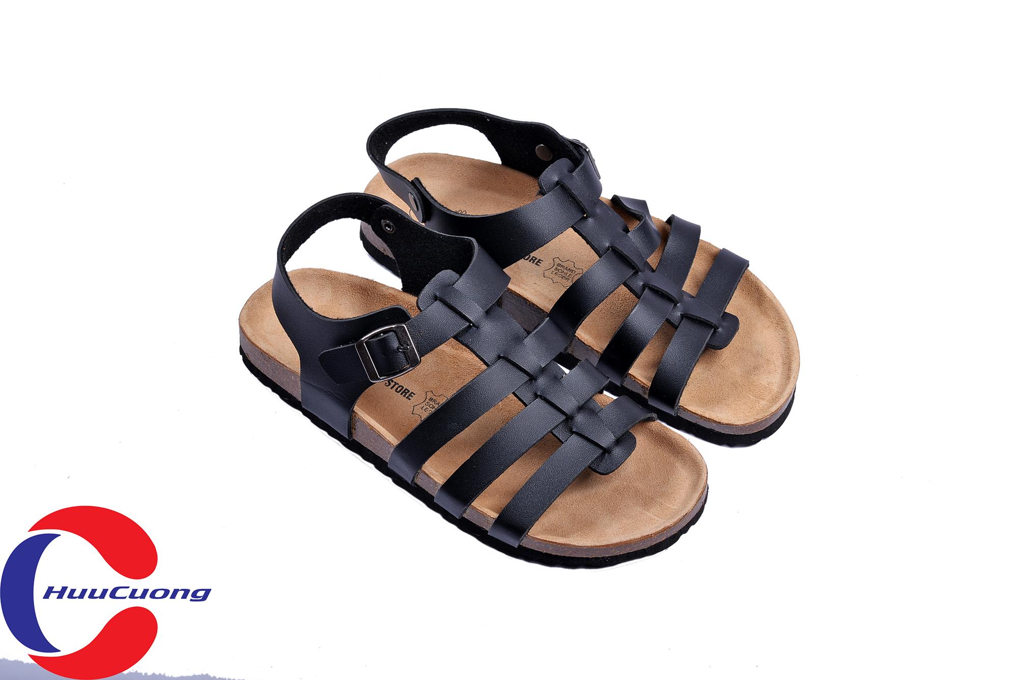Giày sandal chiến binh đen nam nữ đế trấu