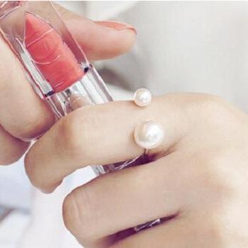 Nhẫn nữ ngọc trai kép đơn giản mà thời trang cho bạn gái siêu xinh