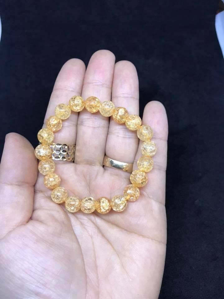 [HCM]VÒNG TAY ĐÁ BỌT TUYẾT VÀNG 8LY