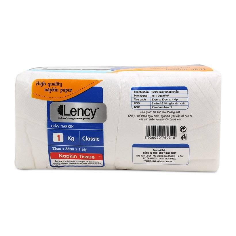 Combo 2 gói Khăn giấy Lency Napkin 33x33 cm (1kg)
