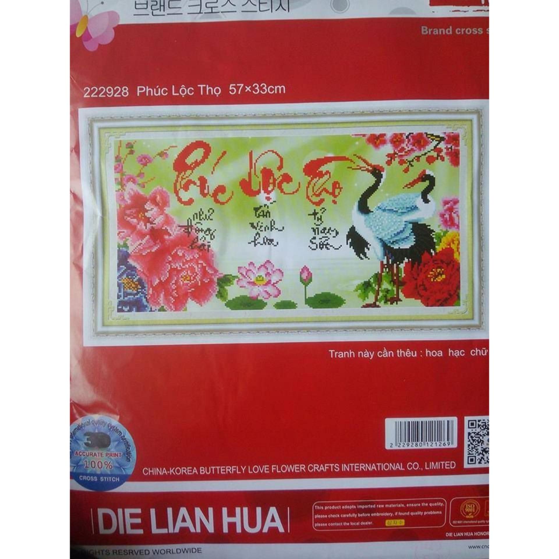 Tranh thêu chữ thập phúc lộc thọ 222928