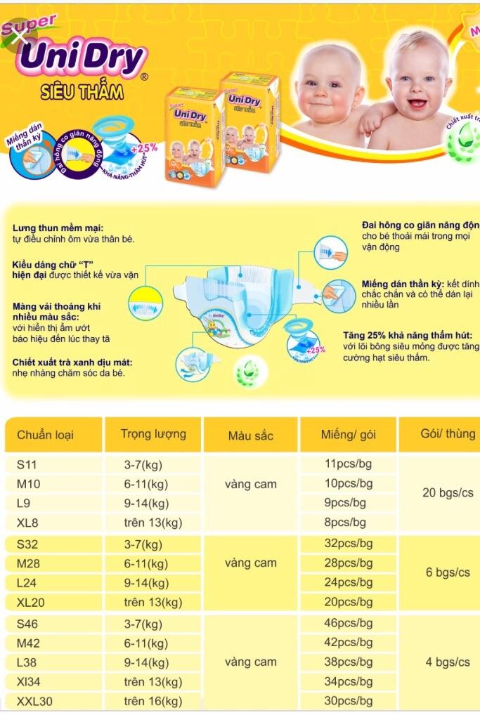 Tã dán Unidry Size L 38 miếng từ 9-14kg