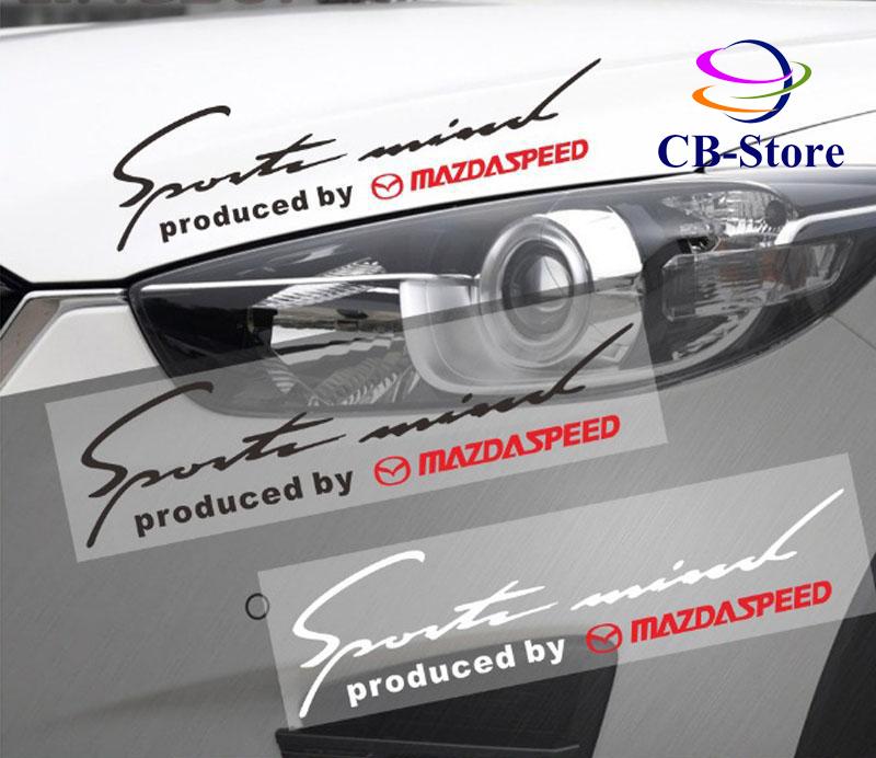 Tem dán Sport trang trí cho ô tô Mazda (Trắng đỏ)