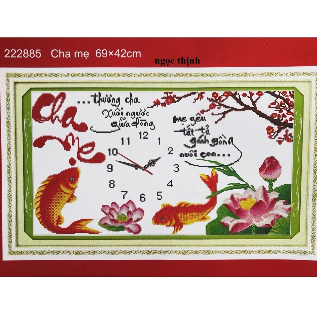 Tranh thêu chữ thập đồng hồ Cha mẹ 222885