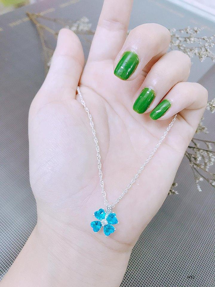 Bộ Dây chuyền bạc mặt cỏ 4 lá