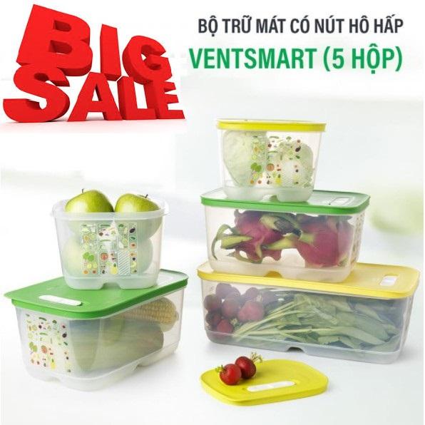 Bộ hộp Tupperware Trữ mát có nút hô hấp Ventsmart 5