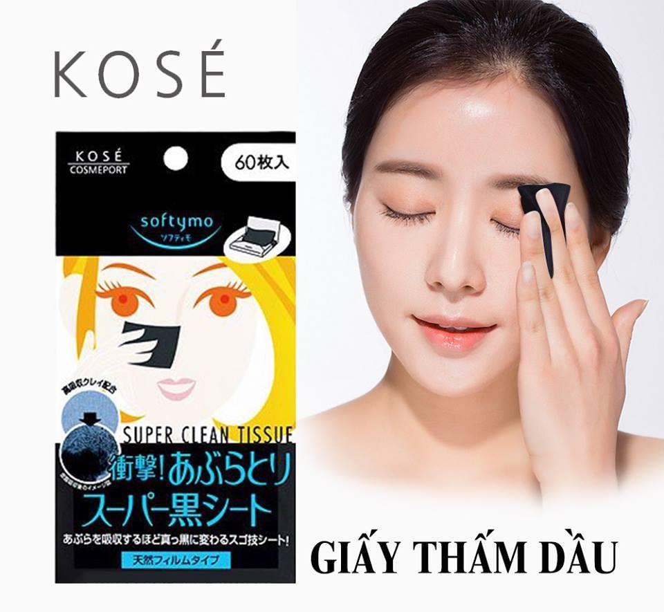 Giấy thấm dầu Kose Softymo than hoạt tính (60 tờ) Nhật Bản