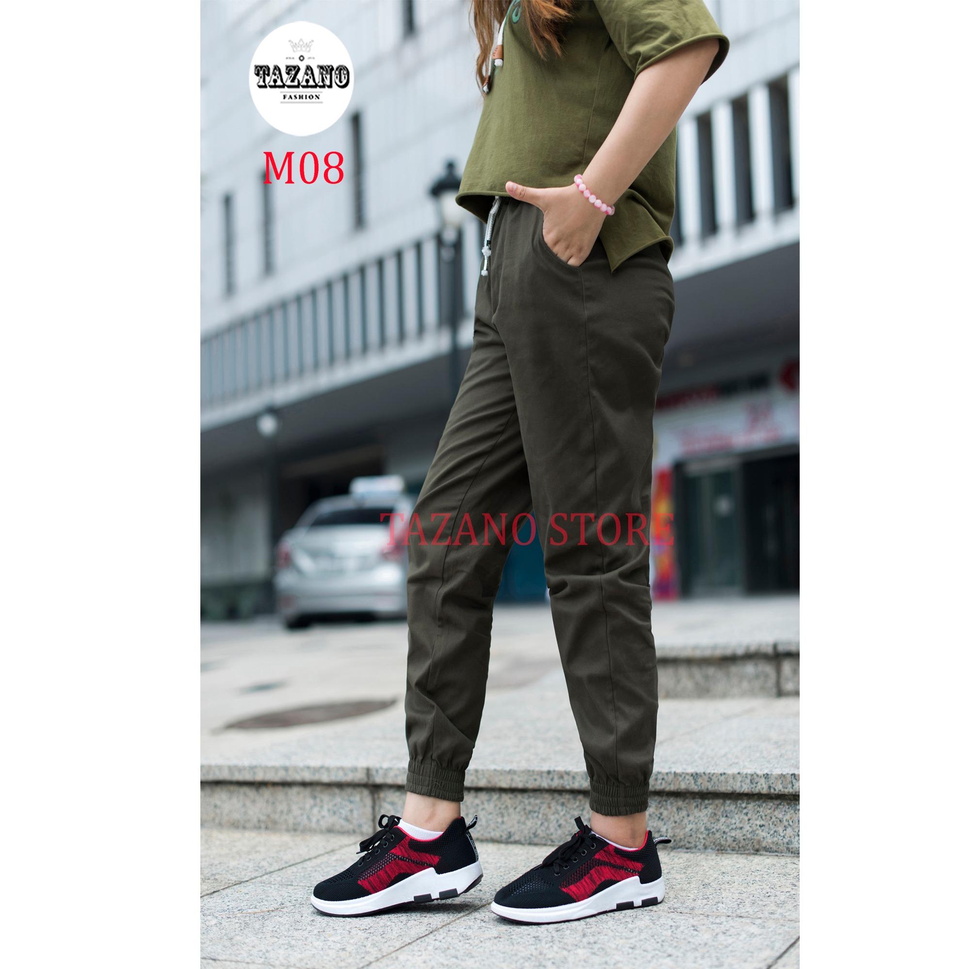 Quần Jogger Kaki Nữ Co Giãn 4 Chiều - Hàng Xuất Khẩu (Màu Xanh Rêu)