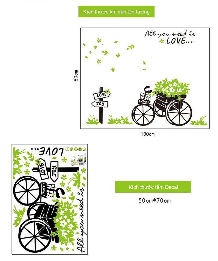 [HCM]DECAL DÁN TƯỜNG CỬA SỔ VÀ XE ĐẠP XANH