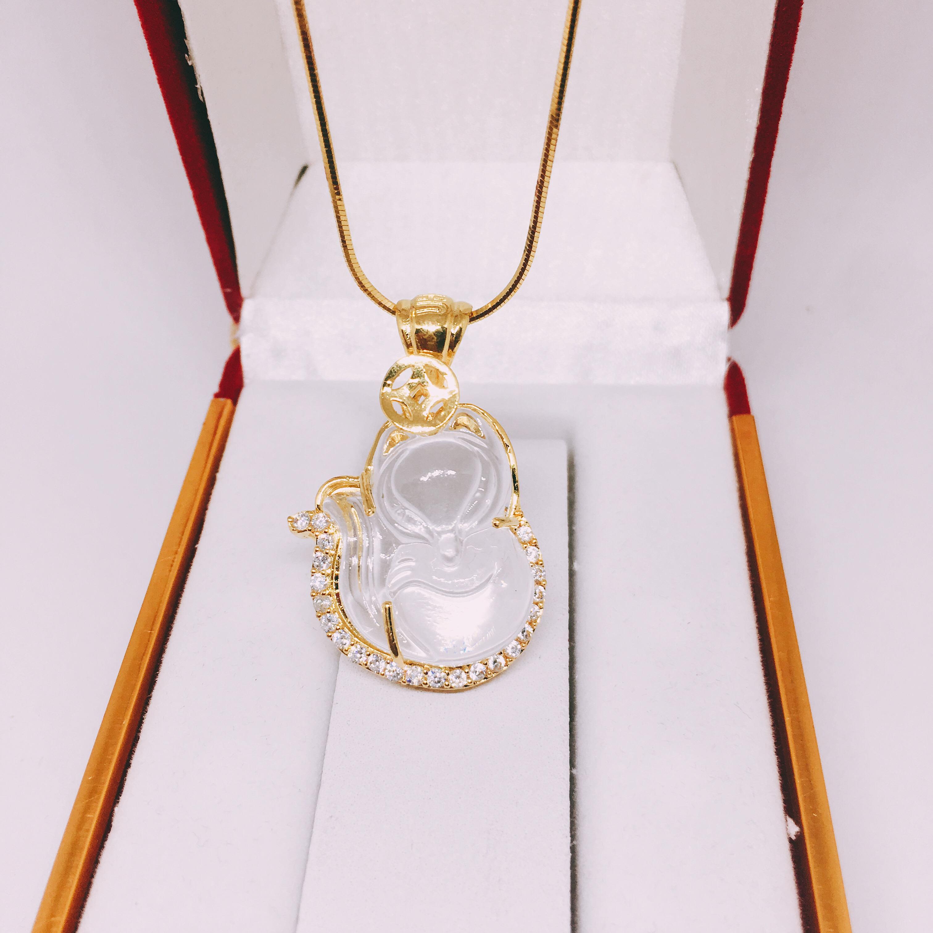 Dây chuyền nữ mặt hồ ly ( Hồ ly trắng) trang sức phong thủy, may mắn, tài lộc