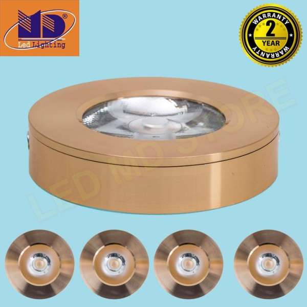 Bộ 5 Đèn led ốp nổi Tròn COB vỏ vàng gold ánh sáng vàng 3W