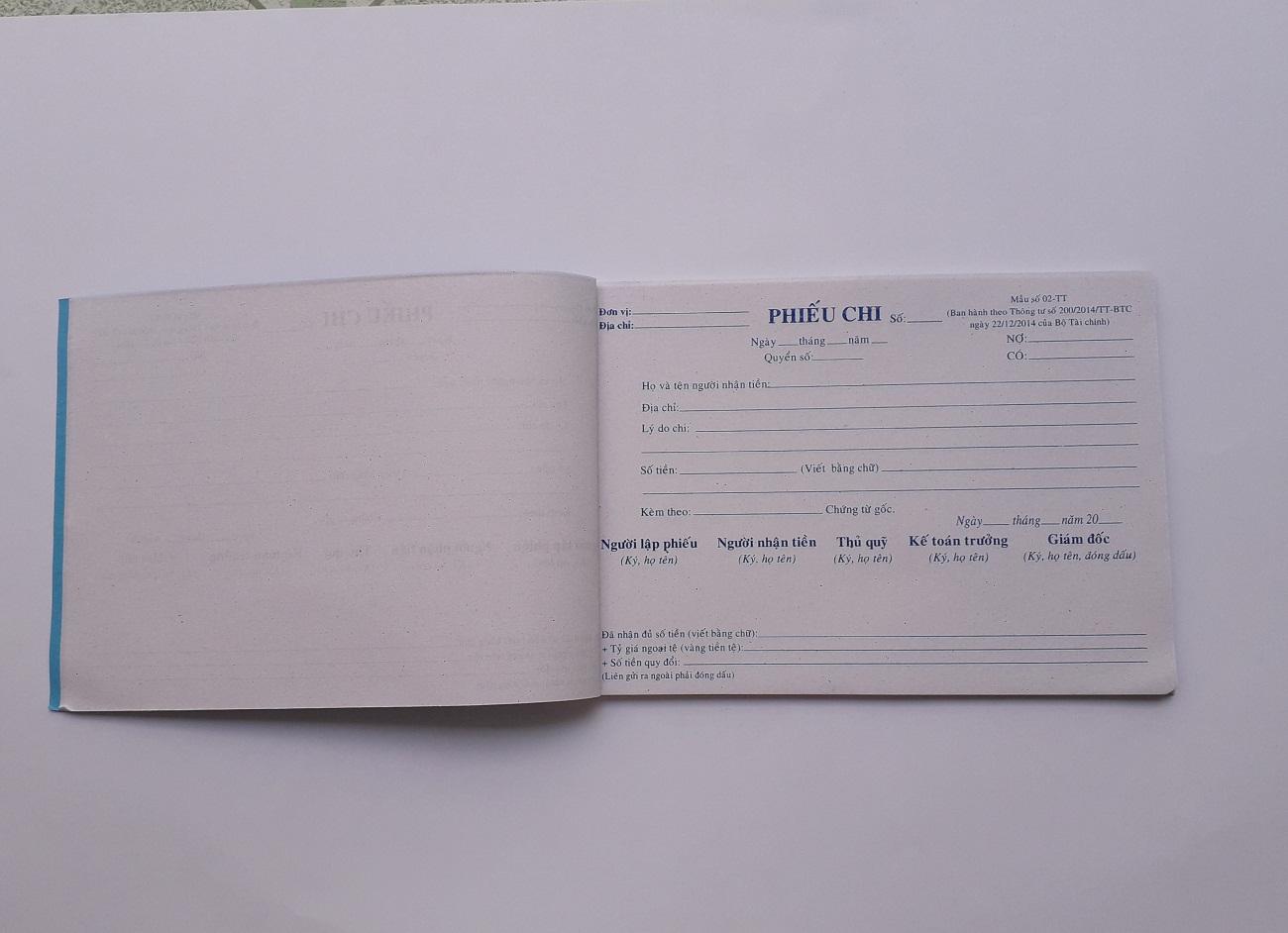 Phiếu chi 1 Liên ( kích thước 13*19 cm)