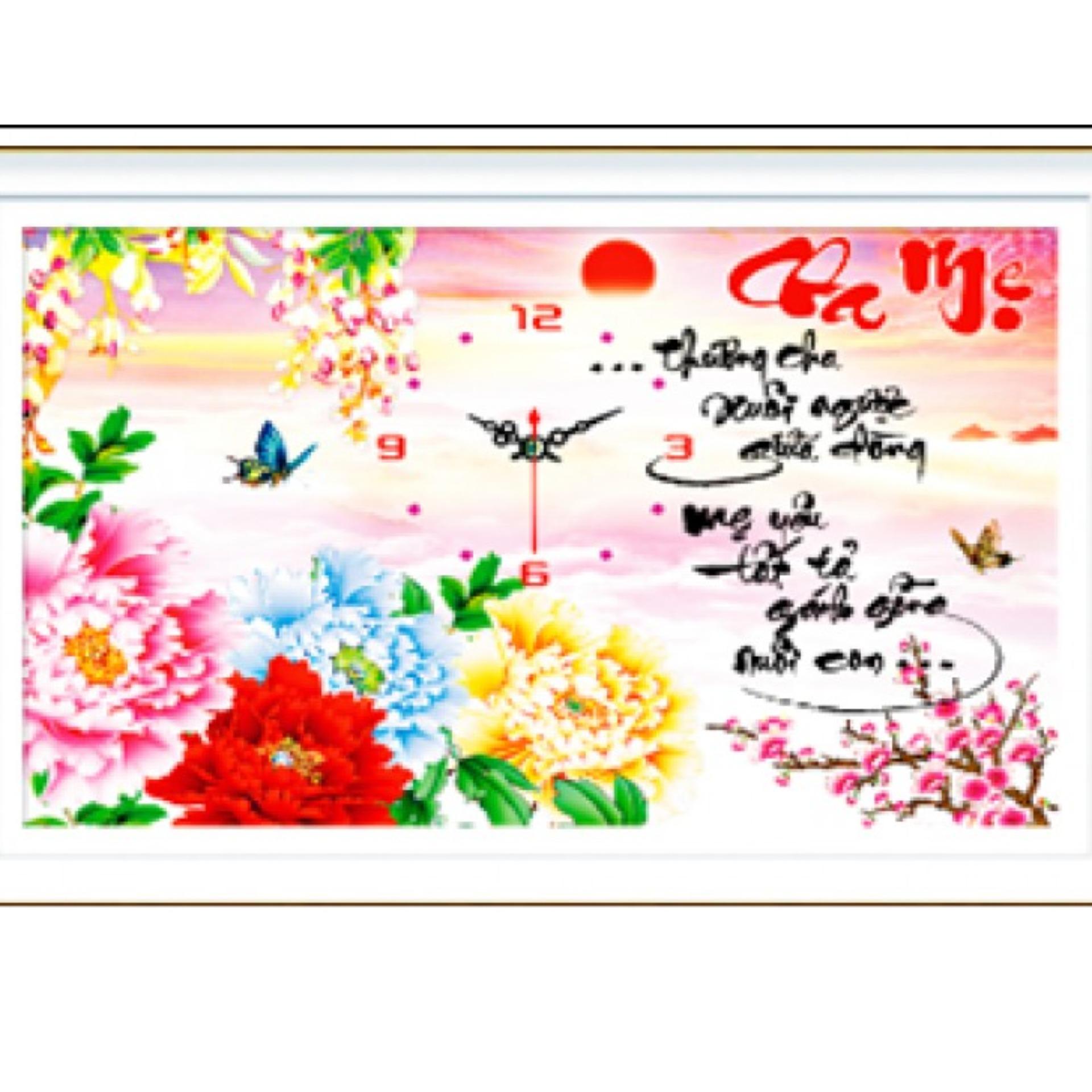Tranh đính đá đồng hồ cha mẹ YN5065