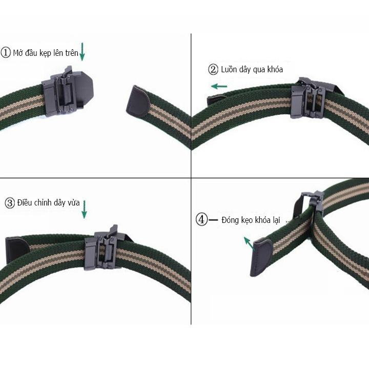 Dây lưng lính mỹ, thắt lưng quân đội Army (sọc xanh rêu)