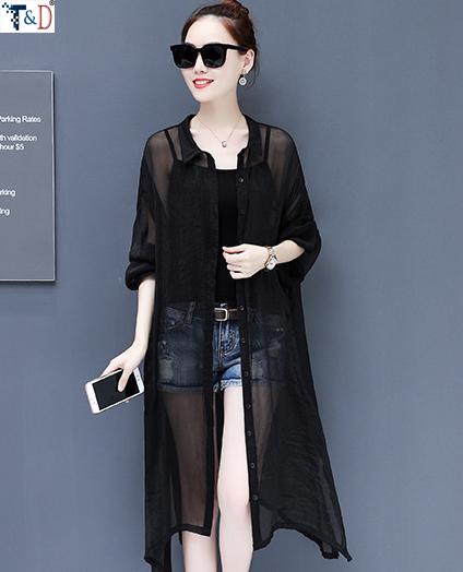 [HCM]ÁO KHOÁC LƯỚI NỮ MÀU ĐEN FORM DÀI THỜI TRANG N06