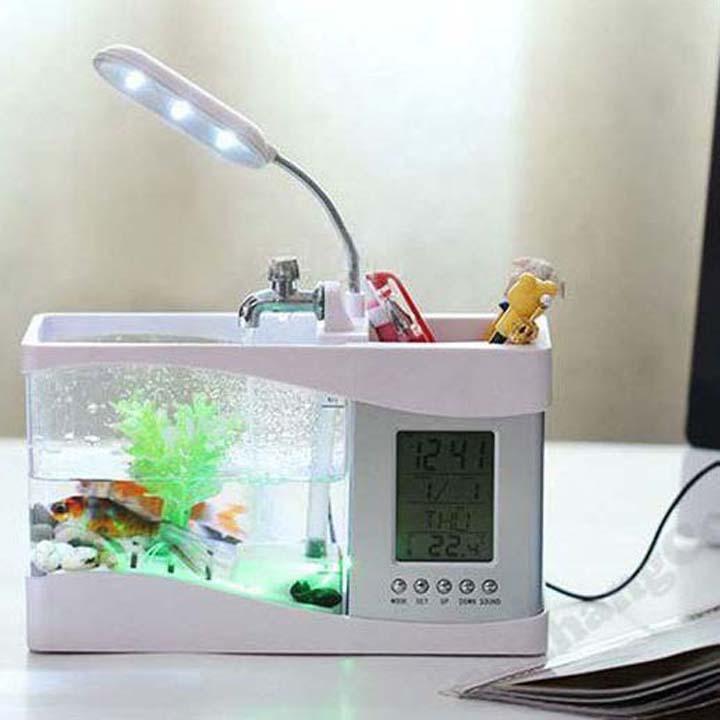 Bể cá phong thủy để bàn mini (trắng)