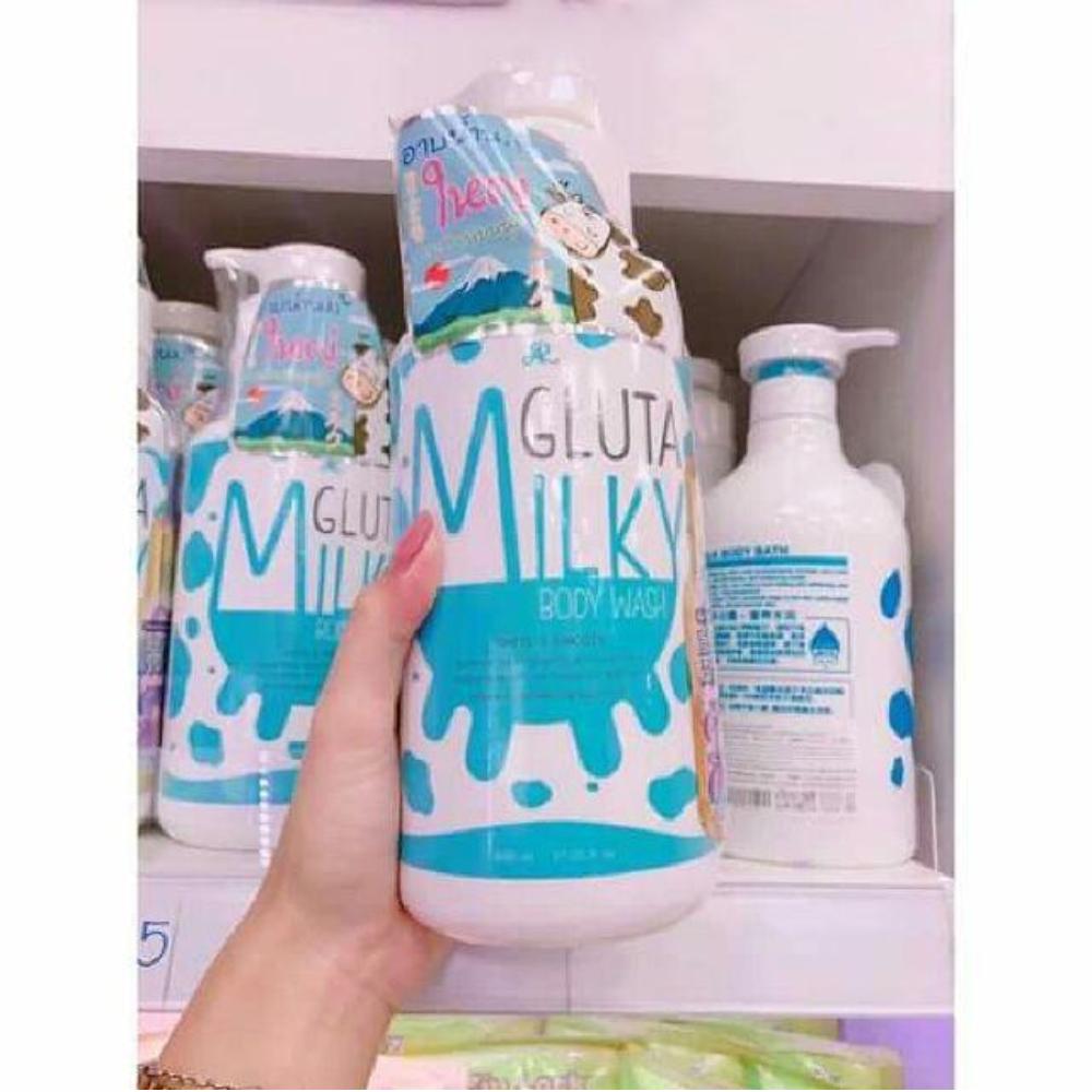 Sữa tắm trắng da bò sữa Gluta Milky Body Wash Thái Lan 800ml