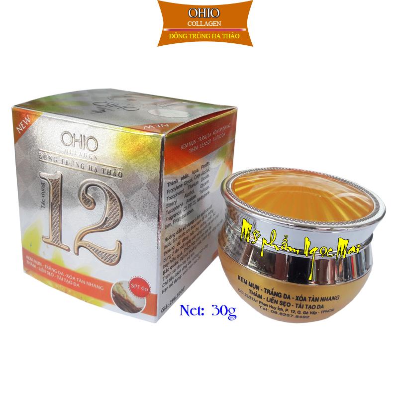 Kem mụn trắng da xóa thâm liền sẹo 12 tác dụng kem ohio đông trùng hạ thảo 30g