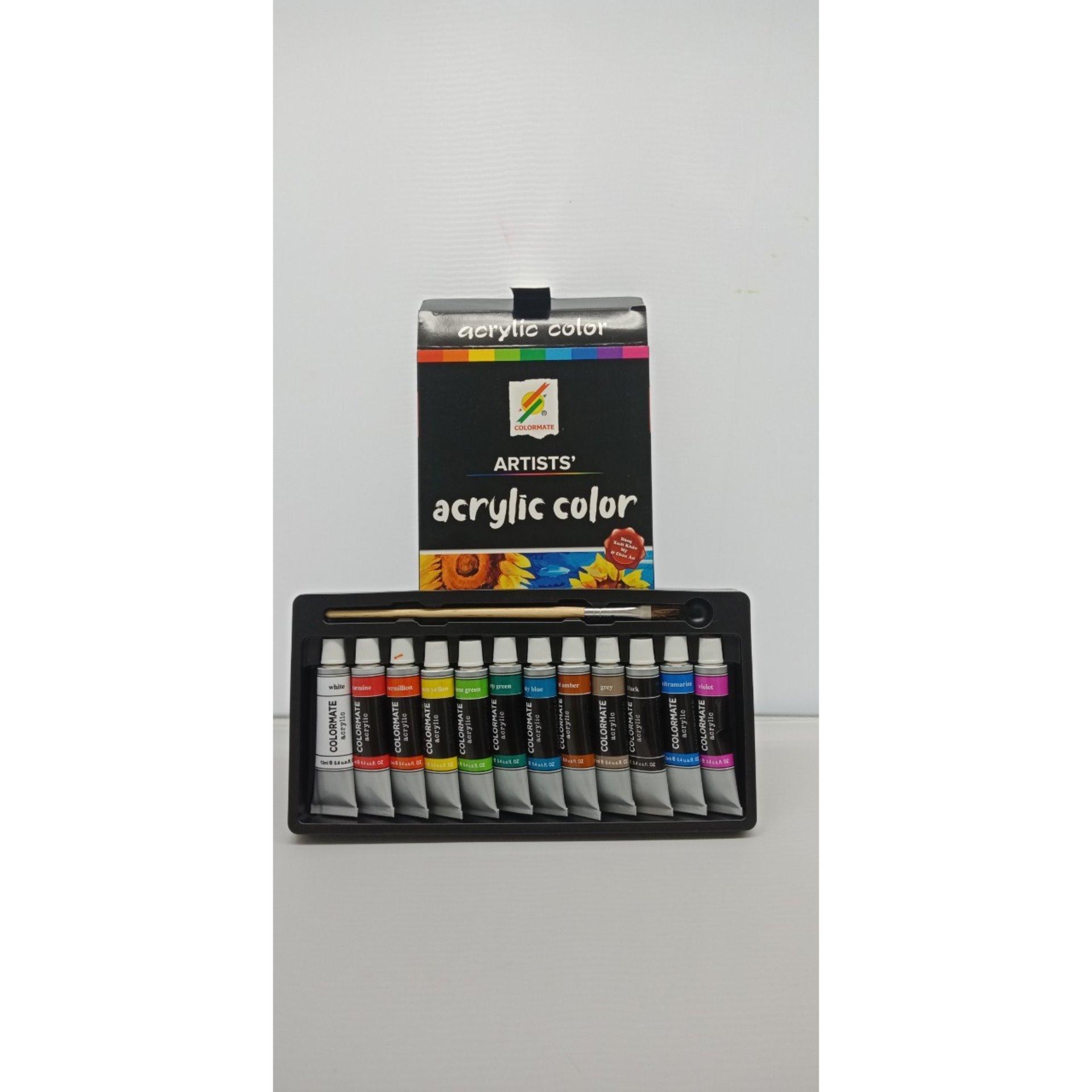 HỘP GIẤY 12 TUÝP MÀU ACRYLIC