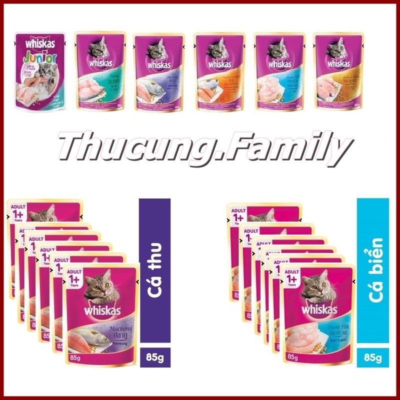 Combo 10 gói sốt cá thu và cá ngừ cho Mèo. Whiskas 80g/gói.