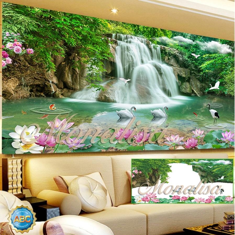 Tranh đính đá lưu thủy sinh tài y8082 120x60cm