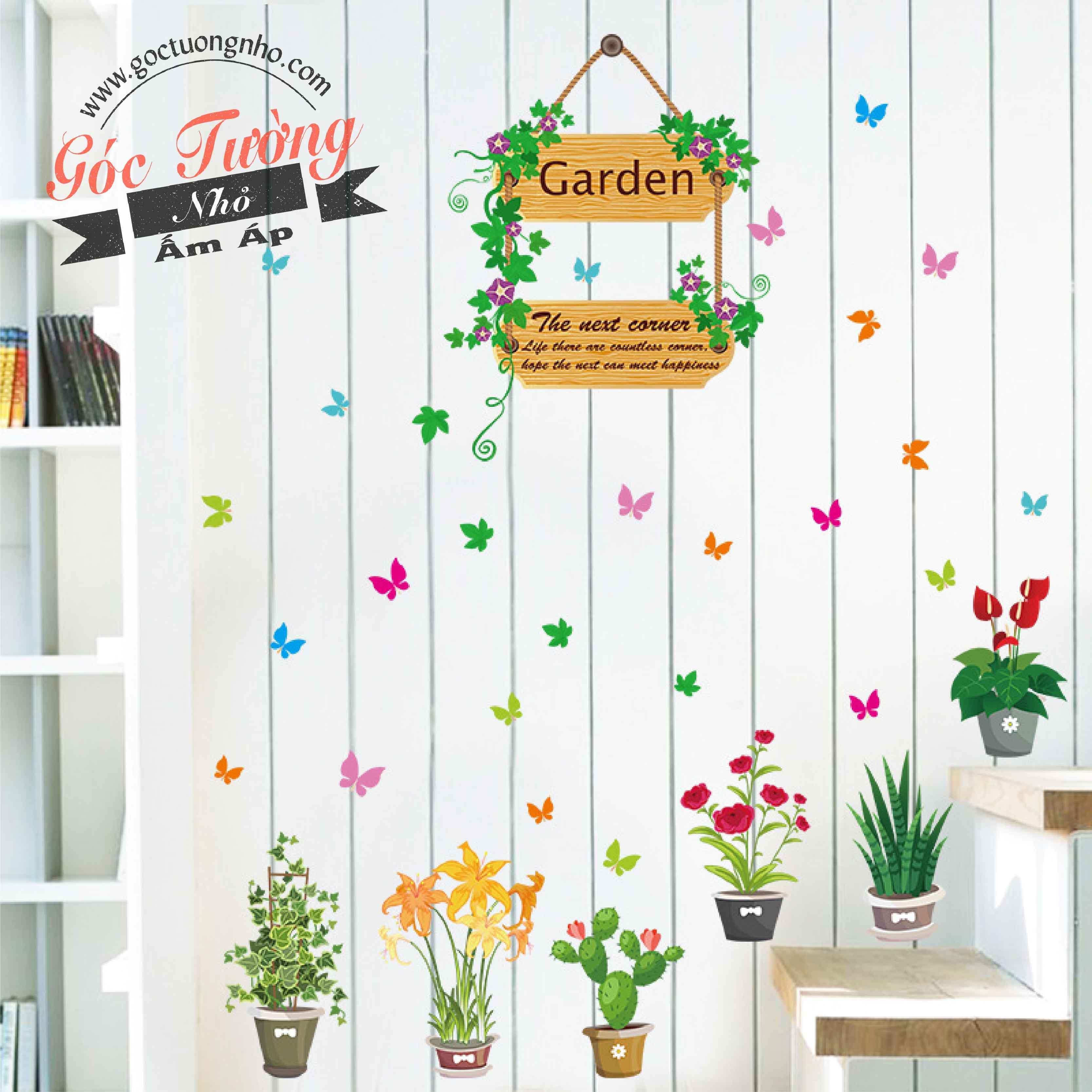 DECAL DÁN TƯỜNG HÌNH CHẬU CÂY SK7066