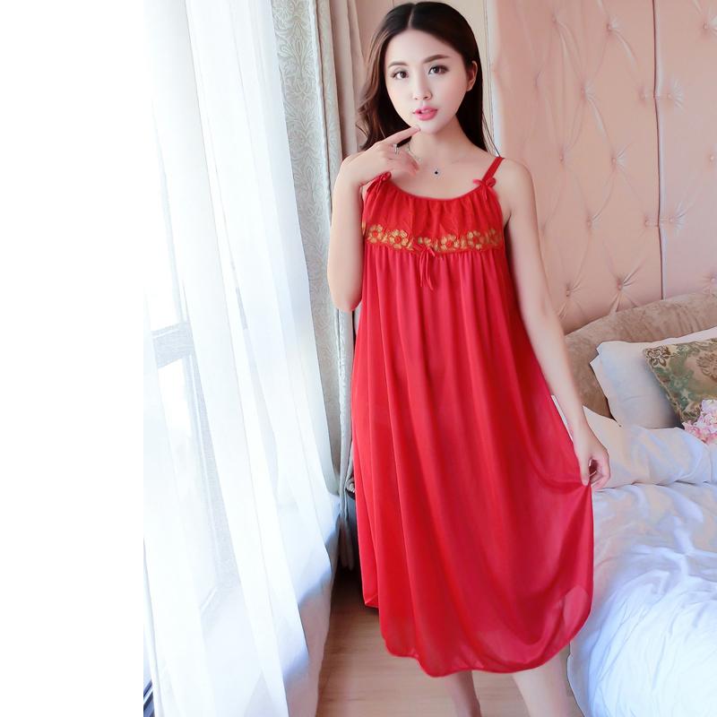 Đầm (Váy) ngủ nữ 2 dây phi lụa mềm mại thoáng mát co giãn STT-SX576