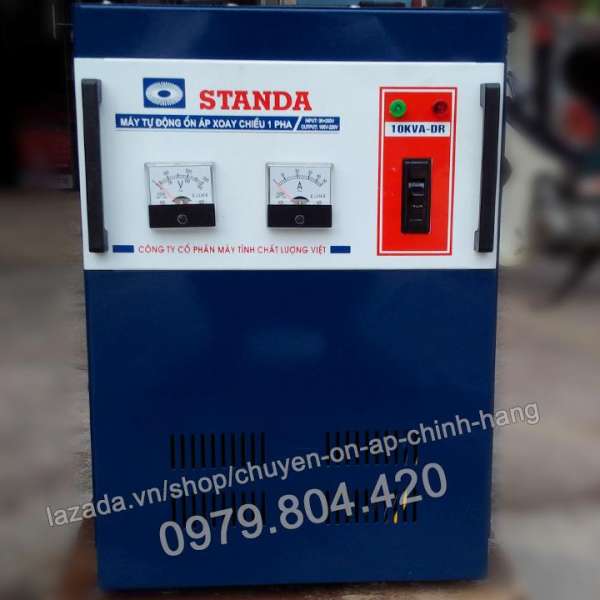 Ổn Áp Standa 10KVA DR dải 90-250V, bảo hành 4 năm, 100% dây đồng ( Logo Quả Xoài )