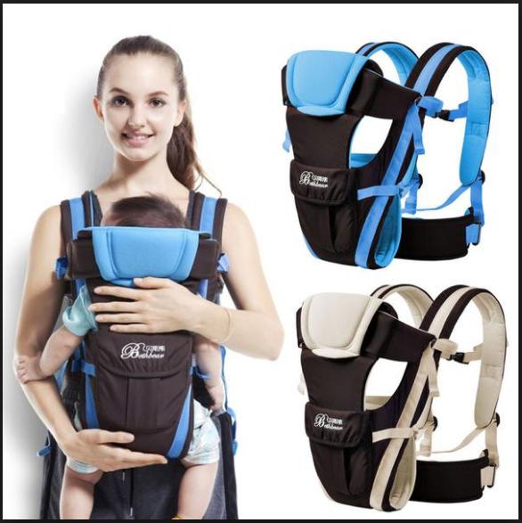 Địu em bé Bethbear vải Polyester thoáng mát hàng cao cấp màu xanh dương