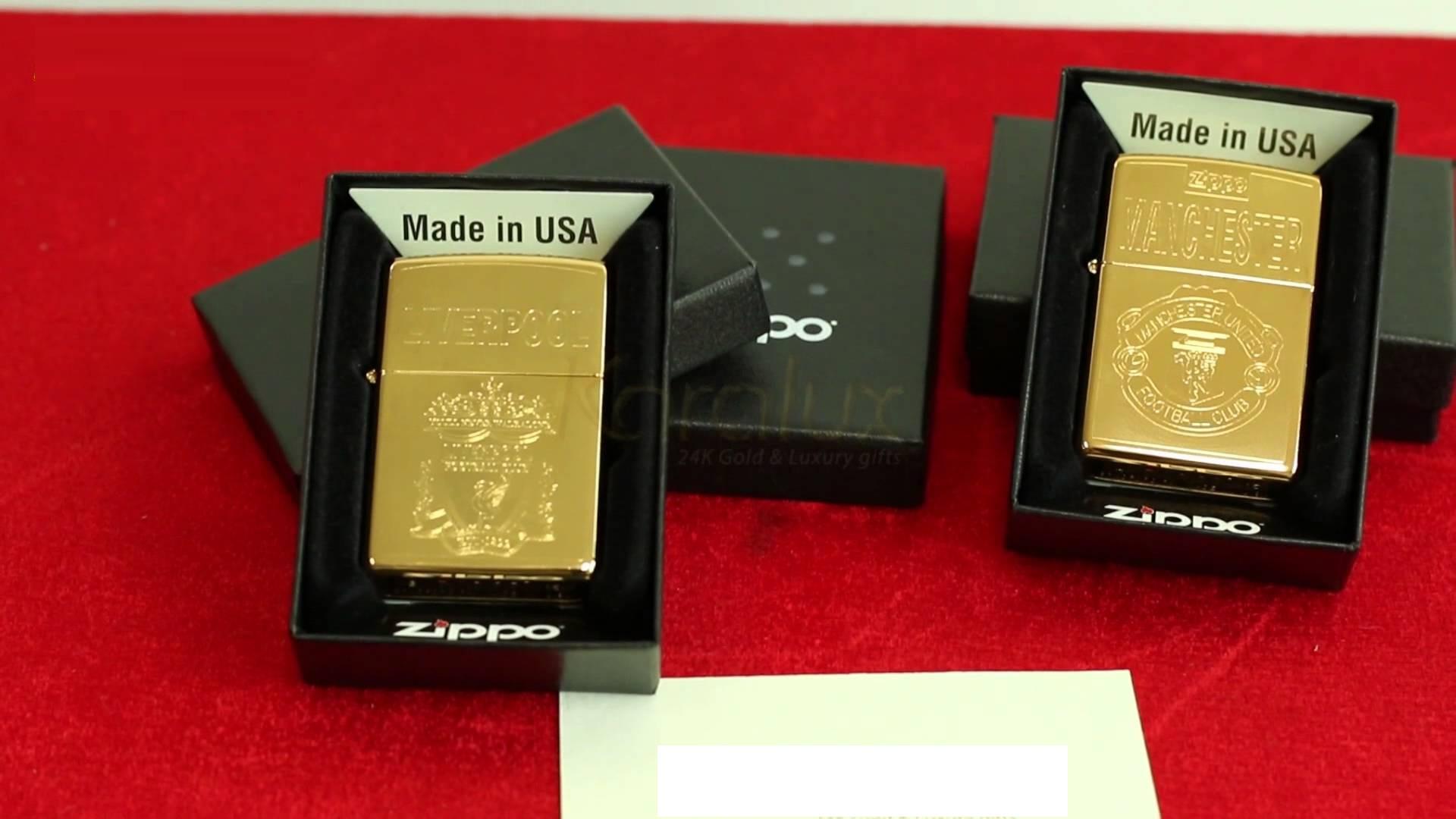 Hộp quẹt Zippo màu vàng bóng khắc hình lazer đẹp