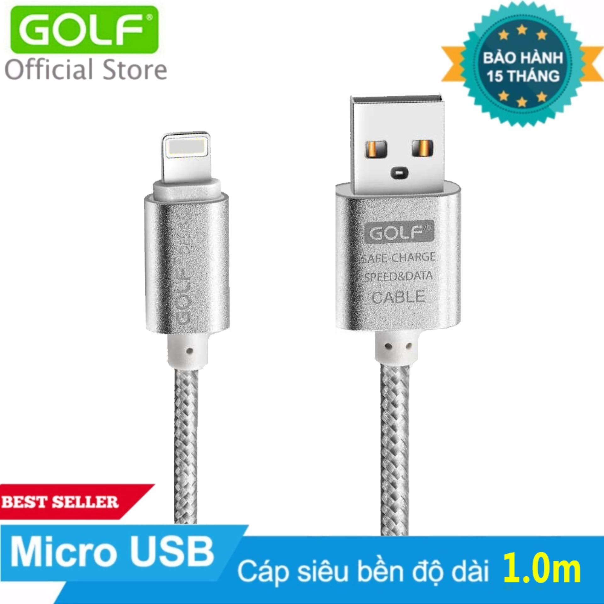 [HCM]Cáp sạc siêu bền GOLF PowerLine Micro USB 1.0m (Trắng)
