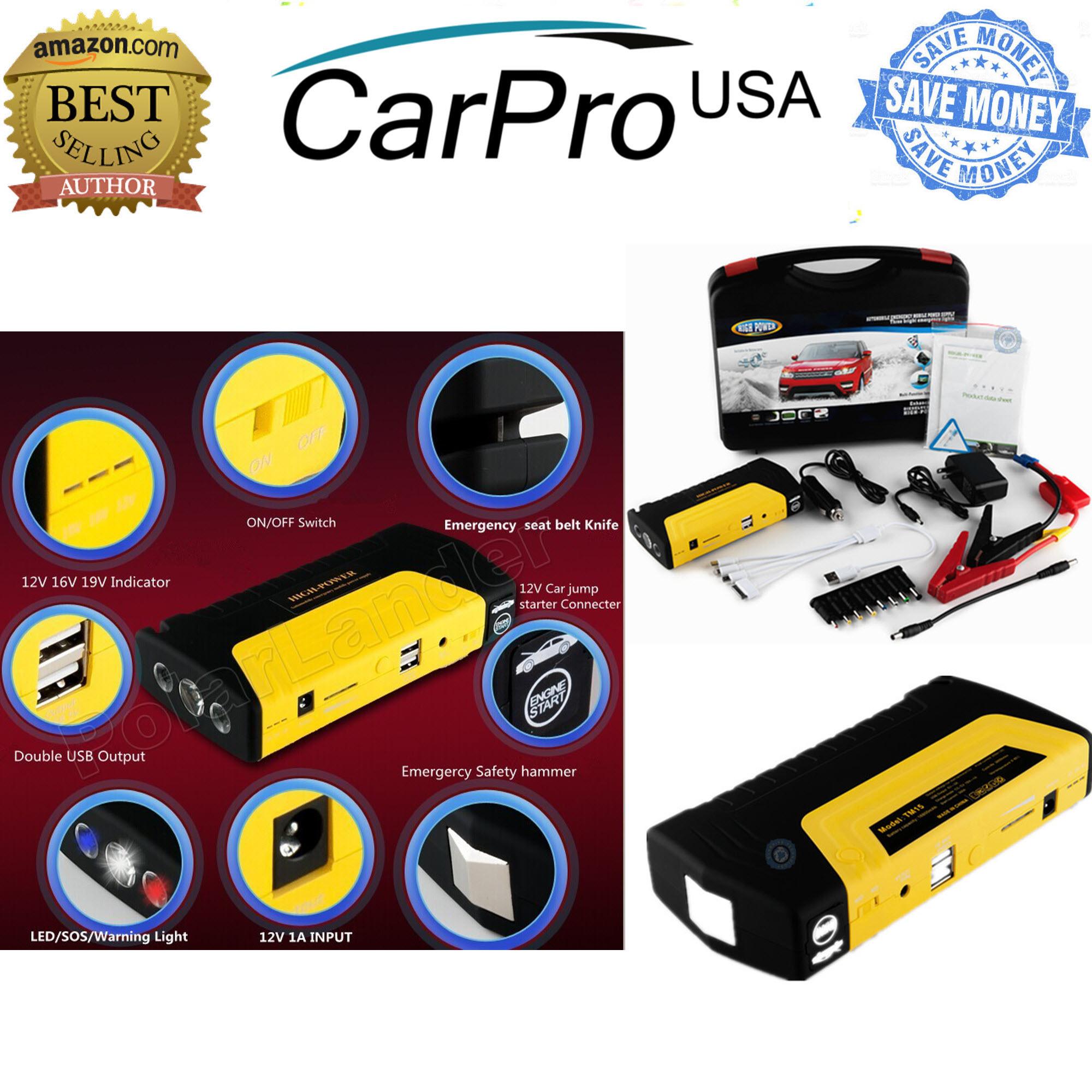 Kích bình oto kiêm sạc đa năng cho thiết bị di động, kích ắc quy ô tô kèm đèn pin + 2 cổng USB, đầu sạc đa năng cho điện thoại