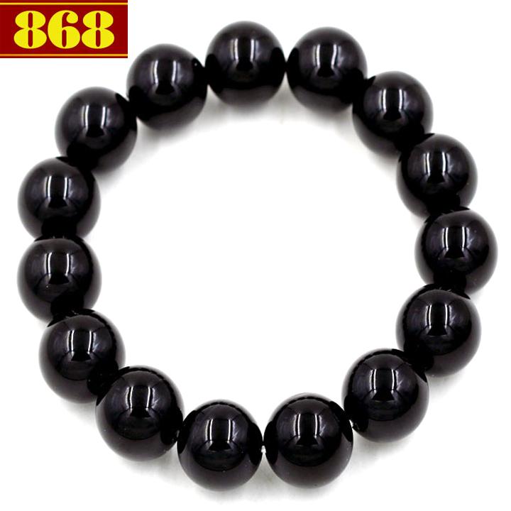 Chuỗi tay đá thạch anh Đen 14 ly 15 hạt