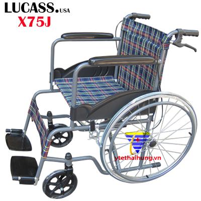 Xe lăn cao cấp có tay thắng vải caro lucass x75j
