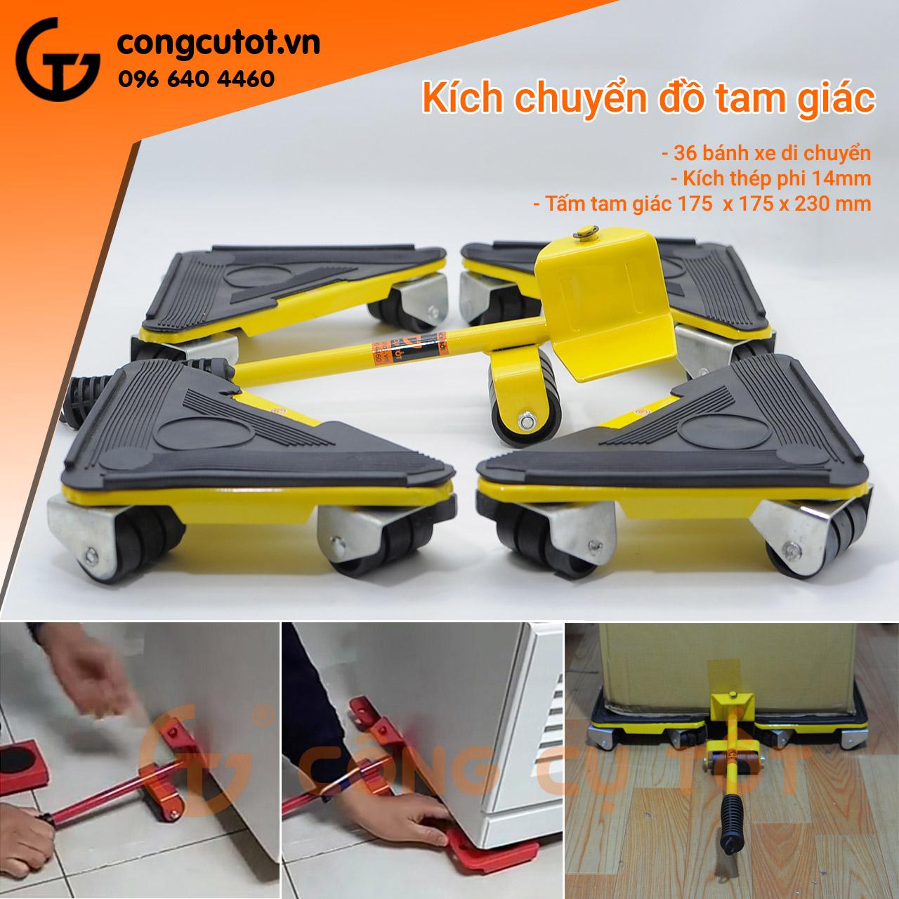 Bộ dụng cụ nâng và di chuyển đồ tam giác 40 bánh, bằng sắt