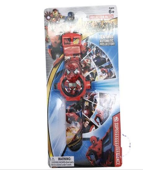 Vỉ đồ chơi đồng hồ người nhện chiếu hình ảnh lên tường