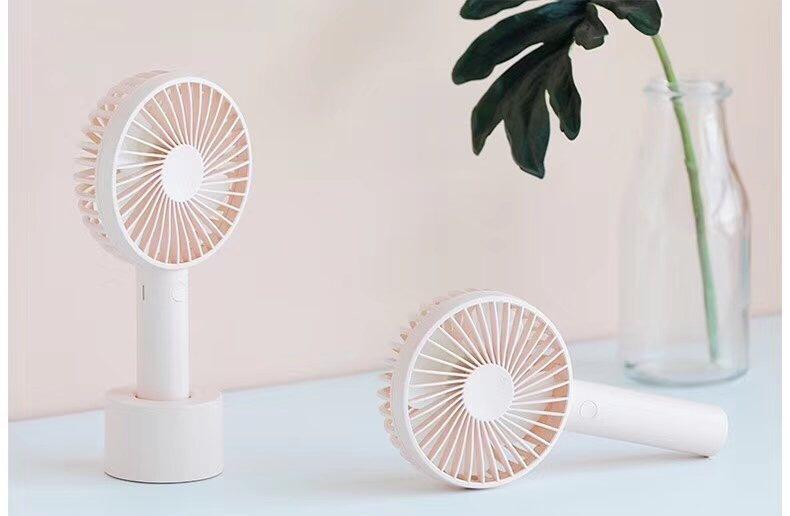 Quạt Cầm Tay Mini Đèn Led Pin Sạc Có Đế
