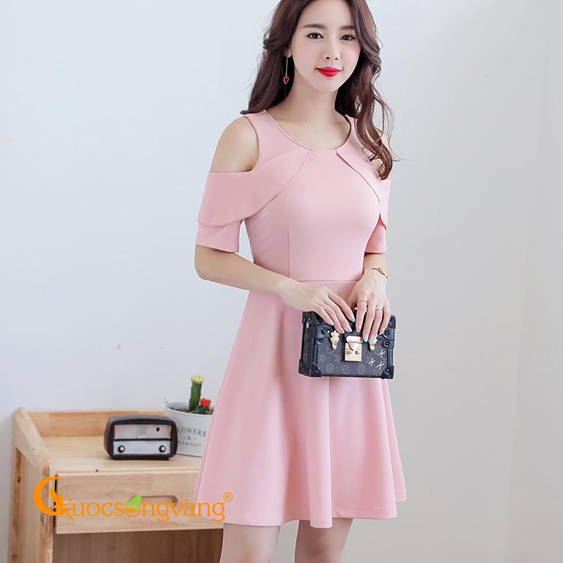 Váy đầm công sở đầm xòe hở vai GLV054 Cuocsongvang