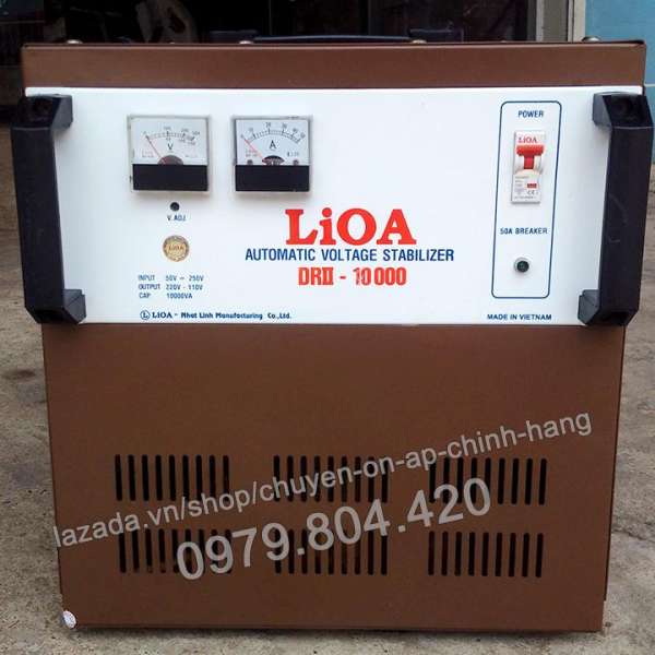 Ổn Áp Lioa 10KVA 1 Pha Dải 50-250V, 10.000-DRII  Bảo Hành 4 Năm