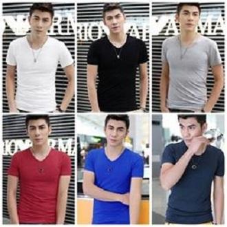 Combo 6 áo thun nam body cổ tim vải dày mịn, thoáng mát phong cách hàn quốc ( đen/ trắng/ xám/ xanh đen/ xanh da/ đỏ đô )