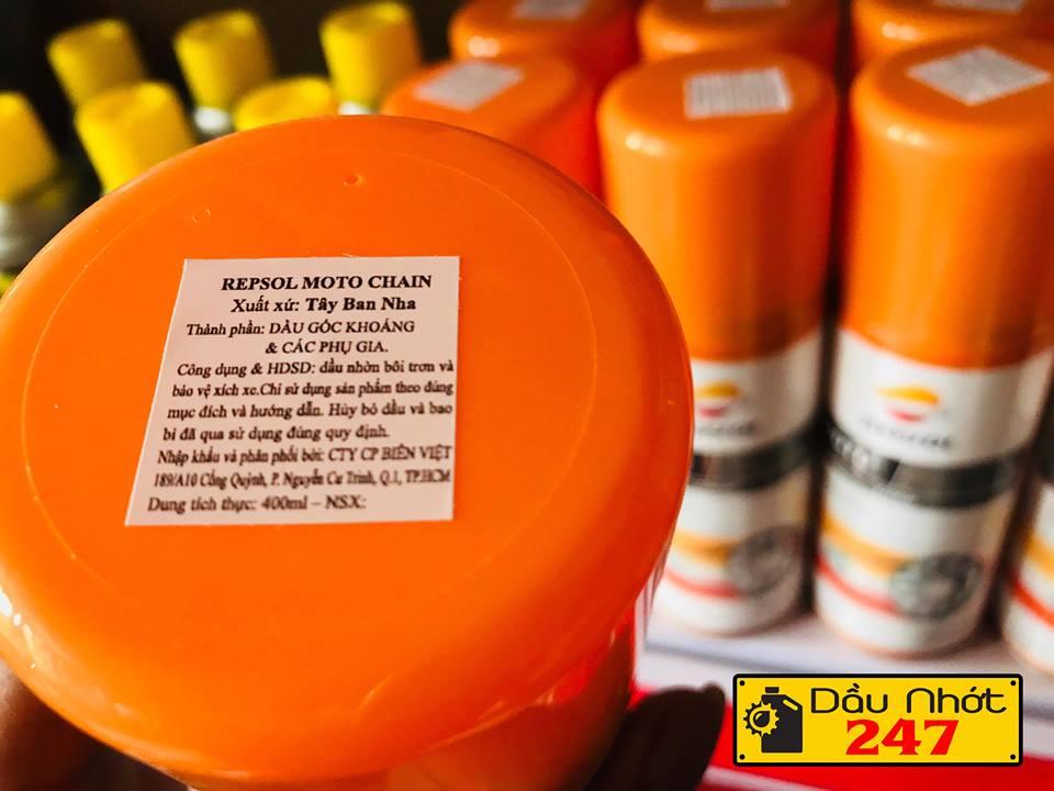 Chai xịt dưỡng sên xích Repsol 400ml