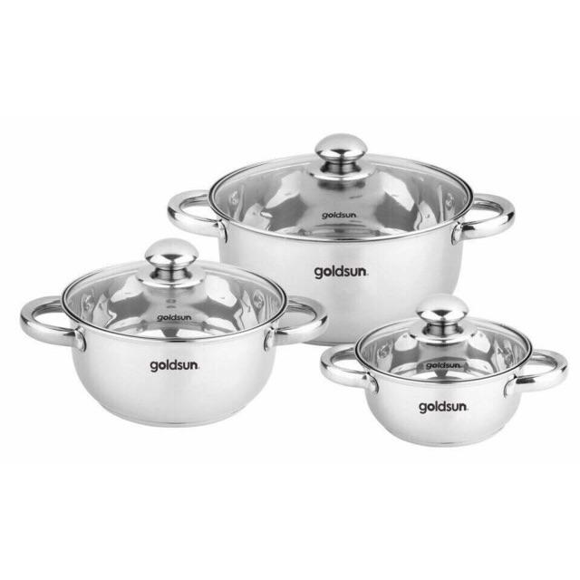 Bộ 3 nồi ba đáy Goldsun cao cấp