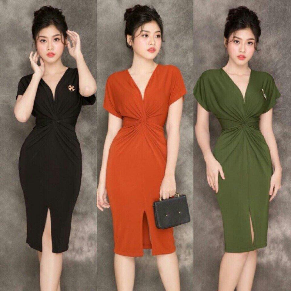 [HCM]Đầm body xoắn eo cổ V quý phái CS solist