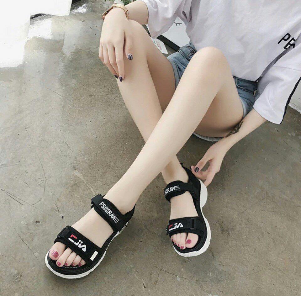 Dép Bitit FjLa quai chất da phối vải cao cấp