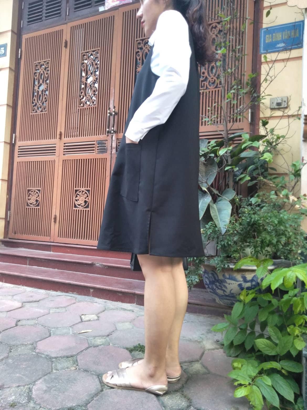 Sét váy bầu sơ mi công sở ( gồm yếm + áo kèm theo)