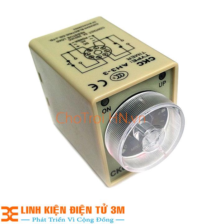 Bộ Relay Thời Gian Timer 220v-5A 50/60Hz - 24h ( Tặng Kèm Đế Timer )
