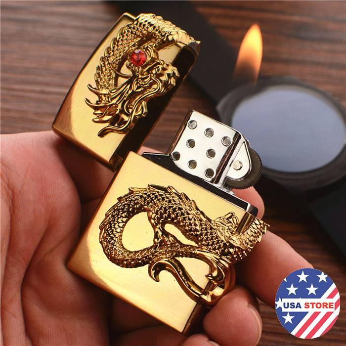 Bật Lửa Rồng Mắt Ngọc Đỏ Cao Cấp FXE1049