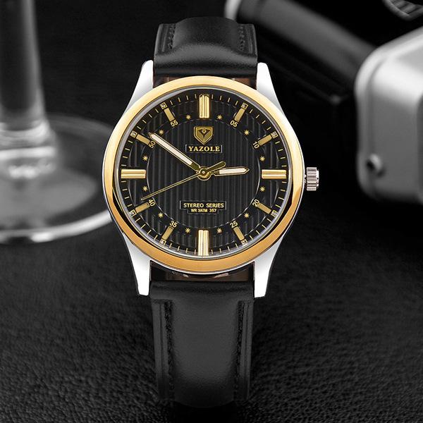 Đồng hồ nam dây da thời trang cao cấp Yazole Q02
