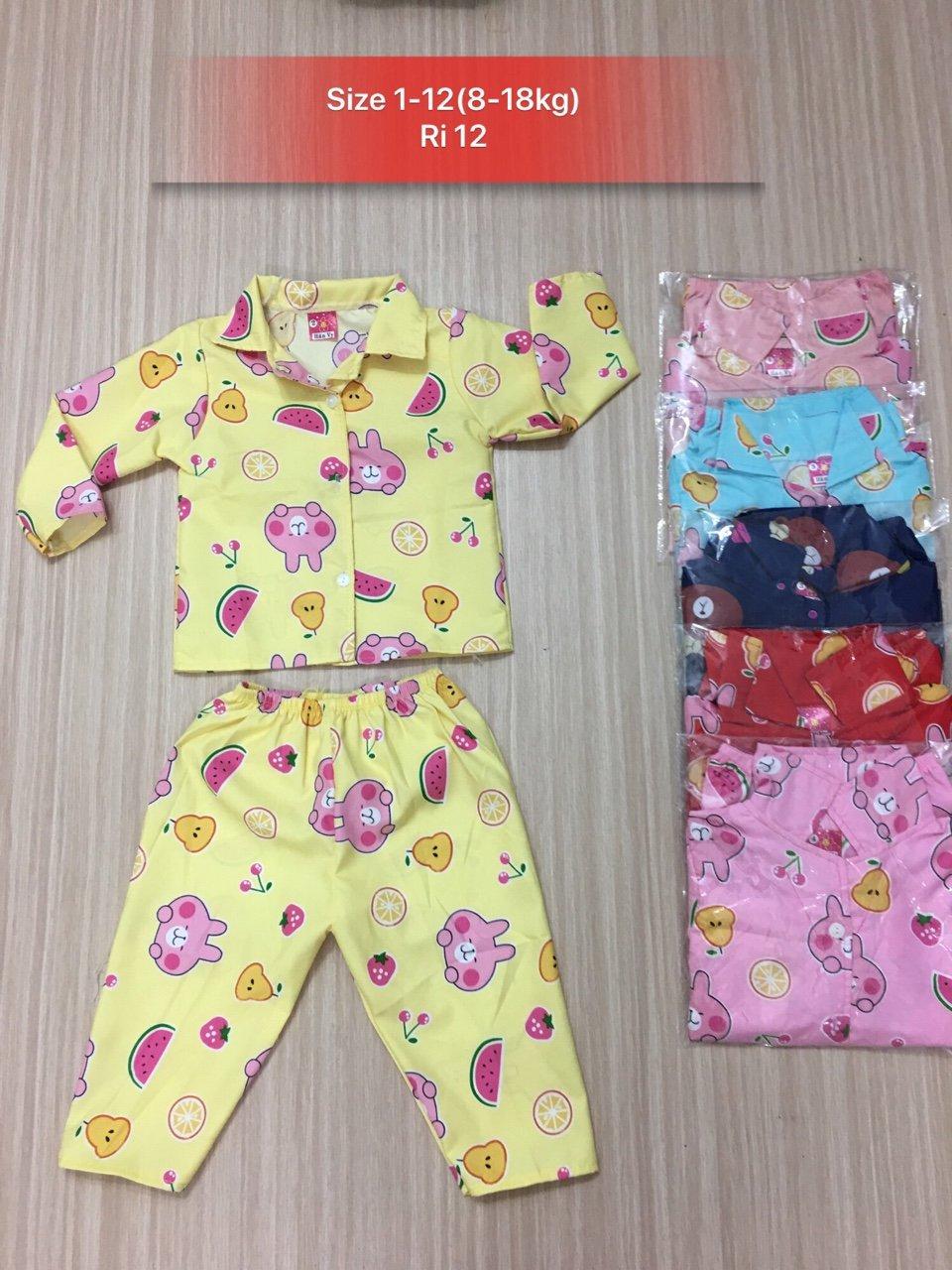 combo 3 bộ đồ pizama cho bé gái 8-25kg